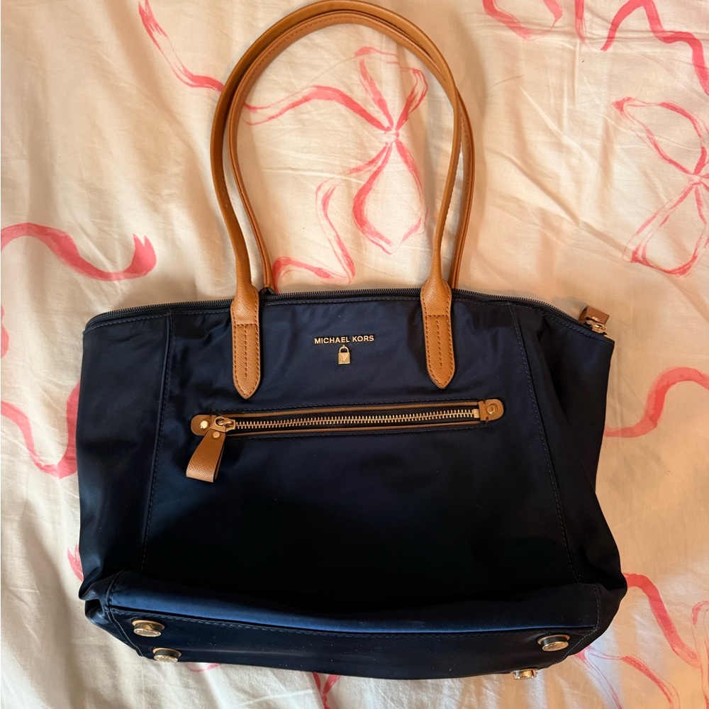 Michael Kors Dark Blue and Tan Tote
